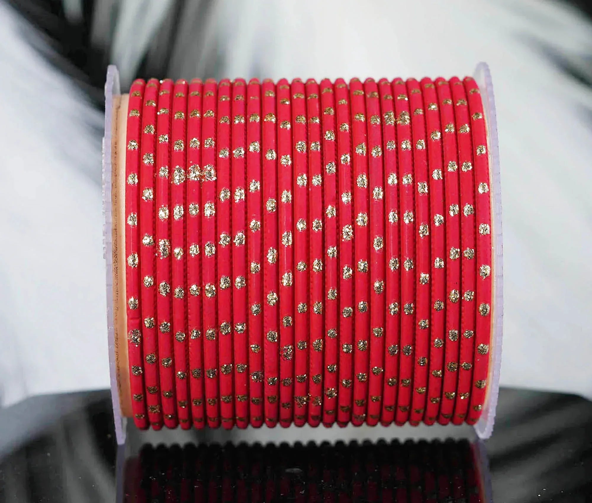 Red Dot Design Matte Finish Metal Bangle for Women & Girls (Pack of 24) - The Golden Cascade